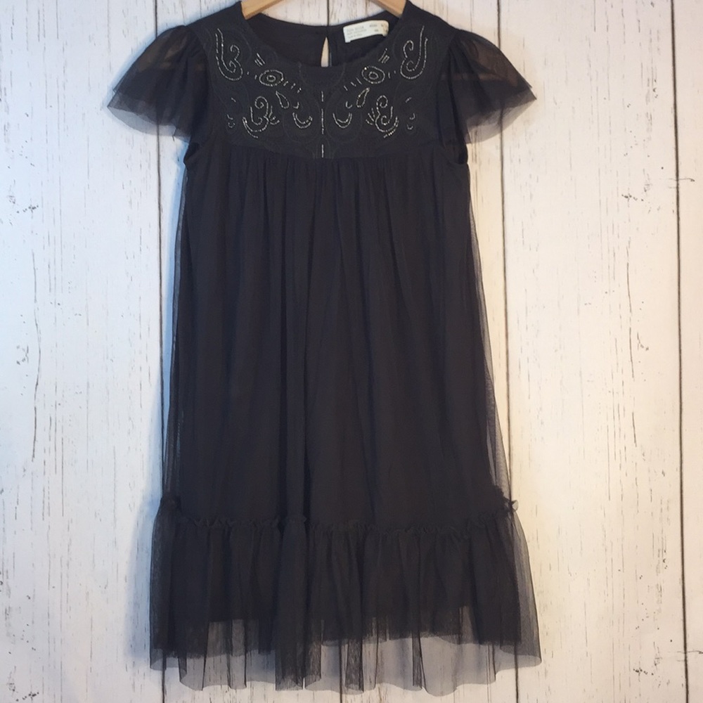 Zara Girls cap sleeve beaded lace sheer dress